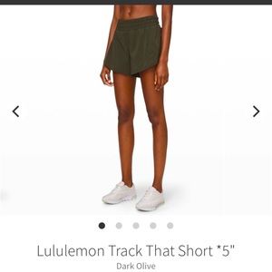 Lululemon Athletica Track That Mid-Rise Lined Short 
Dark Olive green size 6 5"